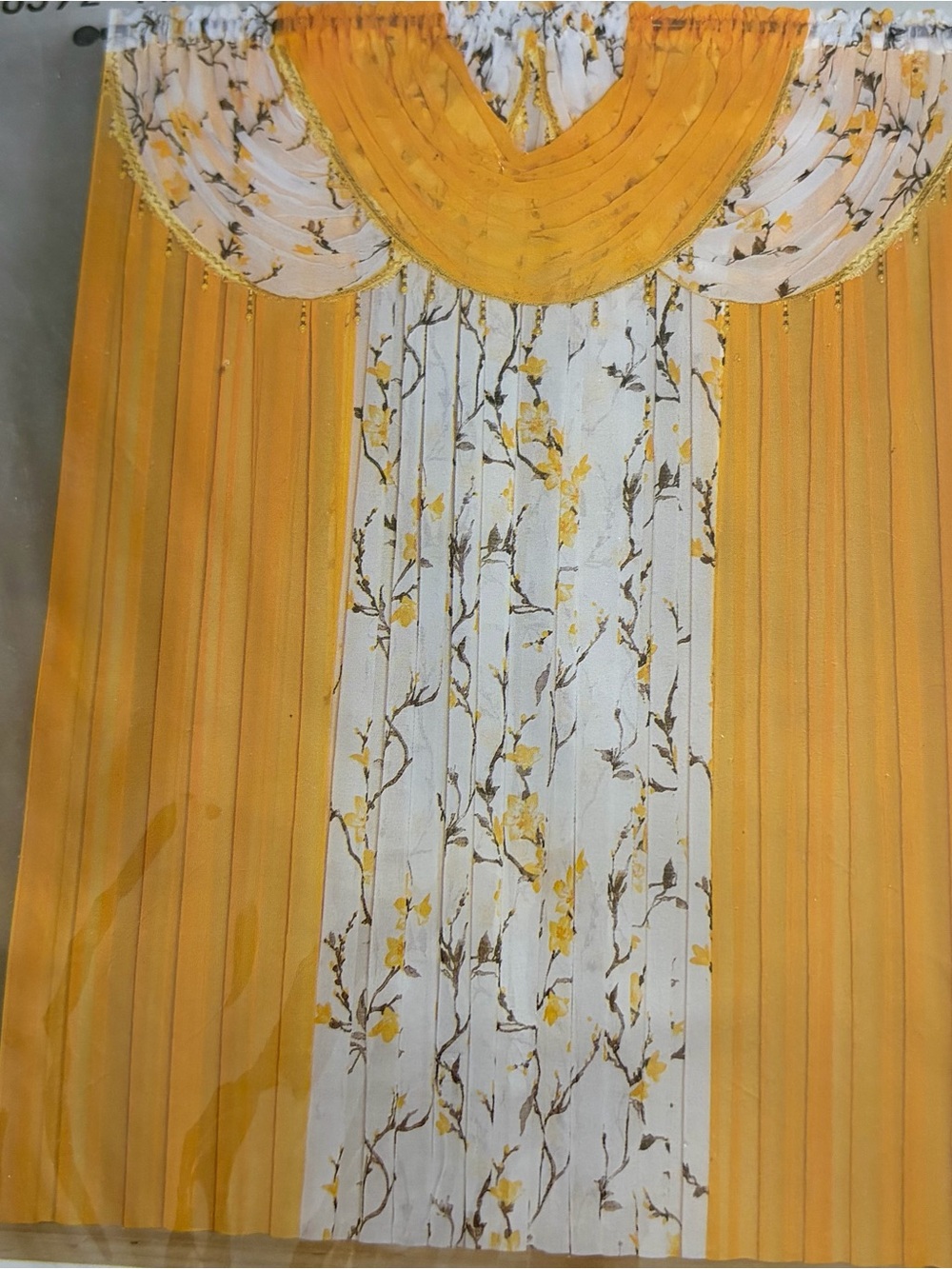 Girls Yellow Floral Panel Dress with Contrast White Floral Center